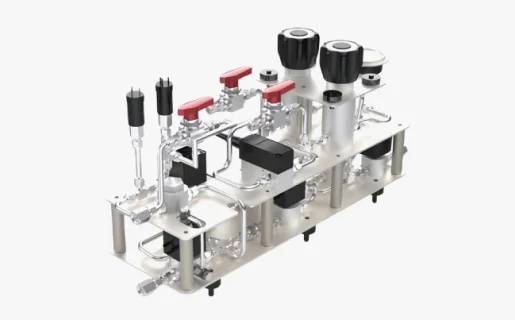 Platine système mobile de régulation et de distribution haute et basse pression réalisé par Tecflux - Val d'Oise (95)